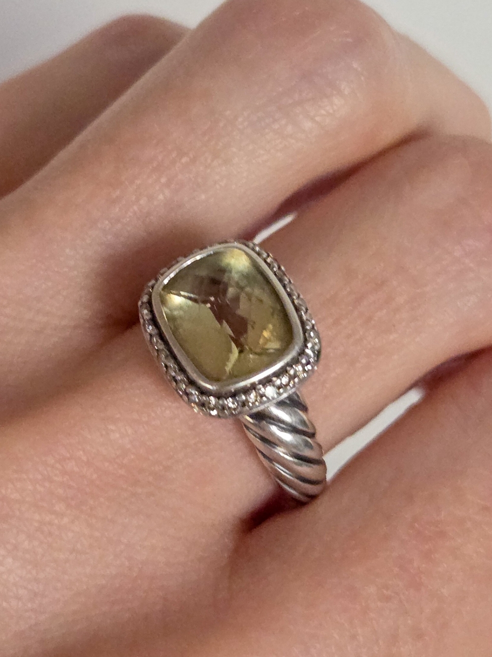David Yurman Citrine Nobless With Diamond Halo